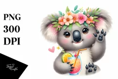 Young Koala with Flower Wreath | Cute Clipart Product Image 1