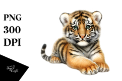 Digital Baby Tiger, Watercolor Art Product Image 1
