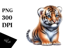 Digital Baby Tiger, Watercolor Design Product Image 1