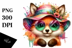 Colorful Layered Fox | Watercolor Cute Clipart Product Image 1