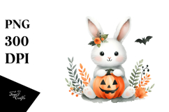 Rabbit Dressed for Halloween on Cloud PNG Product Image 1