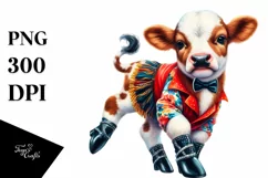 Colorful Baby Cow PNG Product Image 1
