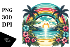 Retro Tropical Beach Rainbow Clipart Product Image 1