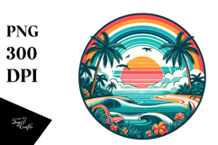 Retro Beach Rainbow Clipart PNG Product Image 1