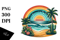 Retro Tropical Beach Rainbow, PNG Product Image 1