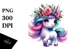 Watercolor Dancing Baby Unicorn PNG Product Image 1