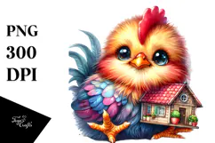 Vibrant Baby Rooster, Watercolor Design Product Image 1