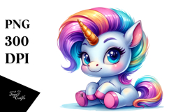 Cute Baby Unicorn with Cool Haircut, Transparent PNG Product Image 1