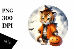 Cute Baby Tiger Standing on Moon, Transparent PNG Product Image 3