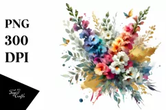 Colorful Bouquet with Snapdragon | Sublimation | Clipart Product Image 1