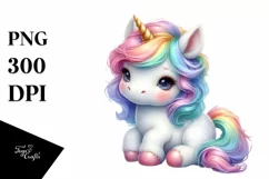 Baby Unicorn Pastel Watercolor Product Image 1