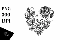Simple Vintage Heart Roses PNG Product Image 1