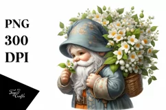 Detailed Gnome Carrying Jasmine Bouquet | Clipart Product Image 3