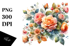 Colorful Small Orange Roses PNG Product Image 1
