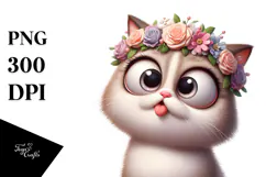 Exaggerated Cartoon Kitten PNG Product Image 1