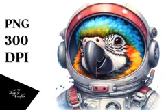 Cute Baby Macaw with Astronaut Helmet, PNG Product Image 1