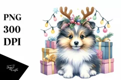 Expressive Watercolor Shetland Sheepdog PNG Product Image 1