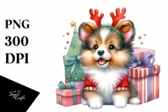 Expressive Watercolor Shetland Sheepdog PNG Product Image 1