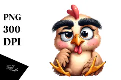 Cartoony Watercolor Chicken PNG Product Image 1