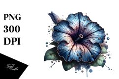 Detailed Glossy Petunia Watercolor Splash Like Clipart Product Image 1
