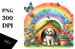 Colorful Floral Rainbow Scene | Sublimation Clipart Product Image 1