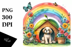 Colorful Floral Rainbow Scene | Sublimation Clipart Product Image 1
