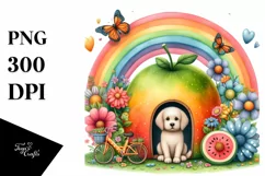 Colorful Floral Rainbow Scene | Sublimation Clipart Product Image 1