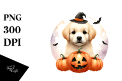 Watercolor Puppy Halloween Design, PNG Product Image 1