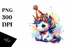 Colorful Baby Unicorn PNG Product Image 1