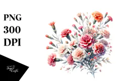 Colorful Small Carnation Flowers PNG Product Image 1