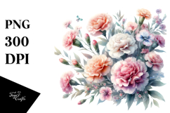 Colorful Small Carnation Flowers PNG Product Image 1