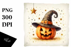 Retro Halloween Glittery Jack-O'-Lantern PNG Product Image 1