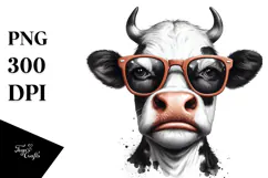 Funny Cow with Funny Sunglasses, Transparent PNG Product Image 1