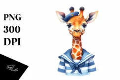 Vibrant Watercolor Giraffe Sailor | Sublimation Clipart Product Image 4