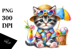 Beachwear Baby Cat Watercolor Product Image 1