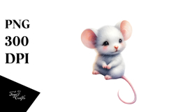 Cute Baby Mouse on Moon PNG Product Image 1