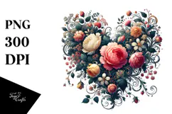 Heart with Floral Details PNG Product Image 1