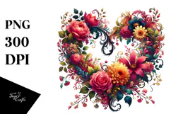 Heart with Floral Details PNG Product Image 1