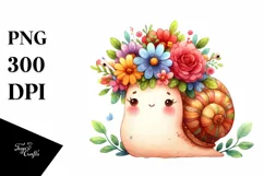 Cartoon-Style Snail with Vibrant Flower Crown Illustration Product Image 3