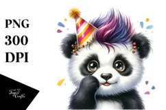 Baby Panda with Party Hat PNG Product Image 1