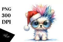 Expressive Puppy with Santa Hat PNG Product Image 1