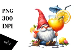 Whimsical Cocktail Gnome PNG Product Image 1
