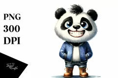 Panda with Big Eyes Watercolor Clipart Product Image 3