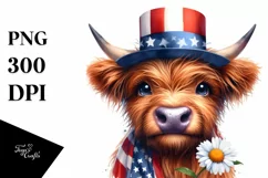 Highland Cow Portrait with Party Hat and Daisy Product Image 3