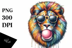 Colorful Lion Portrait with Sunglasses Clipart Product Image 3