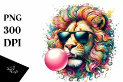 Colorful Lion Portrait with Sunglasses Clipart Product Image 3