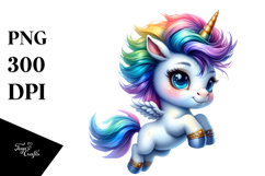 Cute Jumping Unicorn with Cool Haircut, PNG Product Image 1