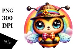 Baby Bee in Detective Hat, PNG Product Image 1