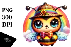 Baby Bee in Detective Hat, PNG Product Image 1