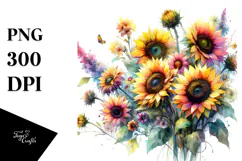 Sunflowers Watercolor PNG Product Image 1
